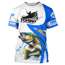 Load image into Gallery viewer, Walleye fishing Custom sun protection long sleeve fishing shirts, Walleye fishing jerseys | Blue NQS5461