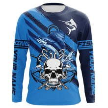 Load image into Gallery viewer, Personalized Sailfish Fish reaper Saltwater blue sea UV Long Sleeve Performance Fishing Shirts NQS7625