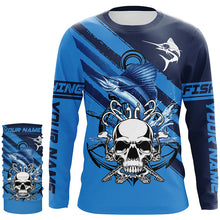 Load image into Gallery viewer, Personalized Sailfish Fish reaper Saltwater blue sea UV Long Sleeve Performance Fishing Shirts NQS7625