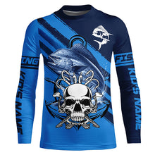 Load image into Gallery viewer, Personalized Mahi mahi Fish reaper Saltwater blue sea UV Long Sleeve Performance Fishing Shirts NQS7626