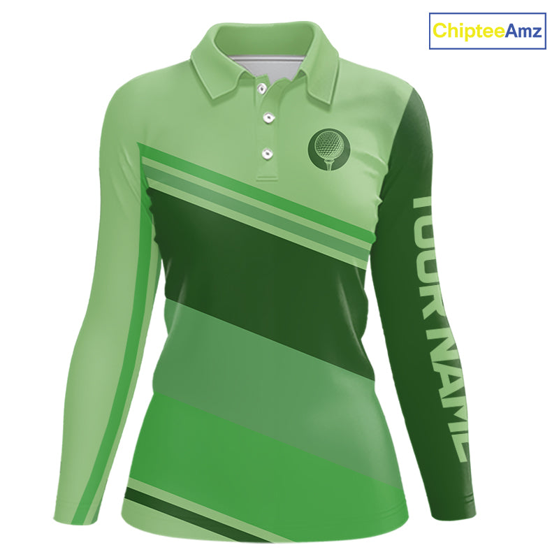 Green Women golf polo shirts custom name ladies golf tops, unique gift for the golfers NQS9970
