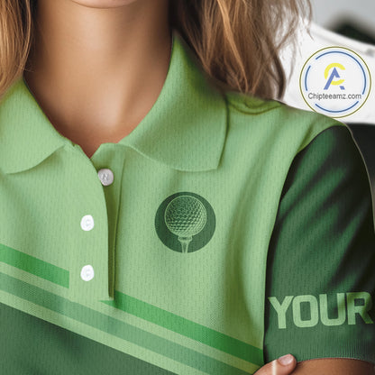 Green Women golf polo shirts custom name ladies golf tops, unique gift for the golfers NQS9970