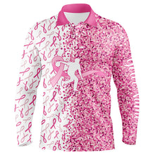 Load image into Gallery viewer, Pink glitter ribbon Bowling Shirts For Men Custom Breast cancer bowling shirts gift for bowlers NQS8261