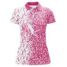 Load image into Gallery viewer, Pink glitter ribbon Bowling Shirts For Women Custom Breast cancer bowling shirts gift for bowlers NQS8261