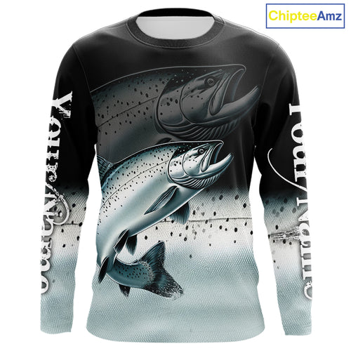 Salmon fishing scales Custom name sun protection personalized fishing gifts, Salmon fishing jerseys NQS10652