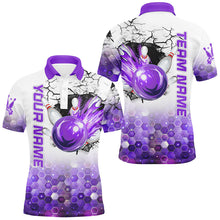 Load image into Gallery viewer, Mens Bowling Polo, Quarter Zip Shirts Custom Bowling Team League Jerseys, Bowling Uniform | Purple NQS8721