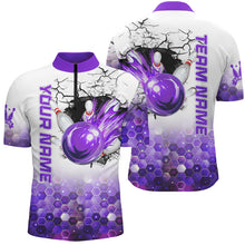 Load image into Gallery viewer, Mens Bowling Polo, Quarter Zip Shirts Custom Bowling Team League Jerseys, Bowling Uniform | Purple NQS8721