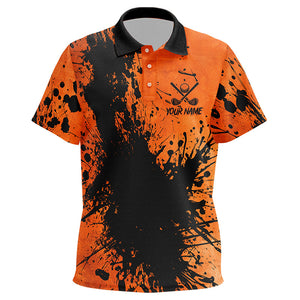 Black and Orange Kid golf polo shirts custom Halloween golf clothes for Kid, best golf gifts NQS8723