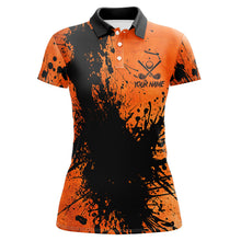 Load image into Gallery viewer, Black and Orange Women golf polo shirts custom Halloween golf clothes for women, best golf gifts NQS8723