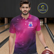 Load image into Gallery viewer, Funny Flamingo Team bowling shirts for Men custom Pink Galaxy pattern bowling jerseys for bowlers NQS10883