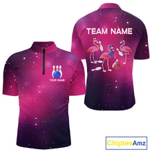 Load image into Gallery viewer, Funny Flamingo Team bowling shirts for Men custom Pink Galaxy pattern bowling jerseys for bowlers NQS10883
