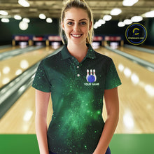 Load image into Gallery viewer, Funny Flamingo Team bowling shirts for Women custom Green Galaxy pattern bowling jerseys for bowlers NQS10884