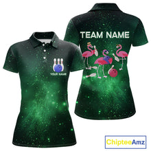 Load image into Gallery viewer, Funny Flamingo Team bowling shirts for Women custom Green Galaxy pattern bowling jerseys for bowlers NQS10884