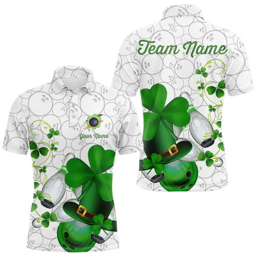 Green shamrock Mens bowling polo, quarter zip shirts Custom St Patrick Day team league bowling jerseys NQS9532