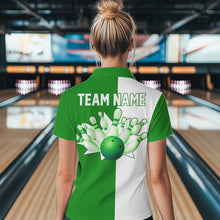 Load image into Gallery viewer, Green and white retro vintage Bowling polo, quarter zip shirts for Women custom Bowling team jerseys NQS9533