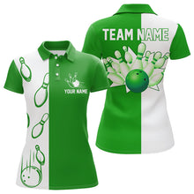Load image into Gallery viewer, Green and white retro vintage Bowling polo, quarter zip shirts for Women custom Bowling team jerseys NQS9533