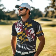 Load image into Gallery viewer, Personalized golf polo shirts for Men Vintage Maryland Flag Custom patriotic golf tops for mens NQS9537