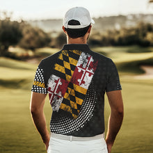Load image into Gallery viewer, Personalized golf polo shirts for Men Vintage Maryland Flag Custom patriotic golf tops for mens NQS9537