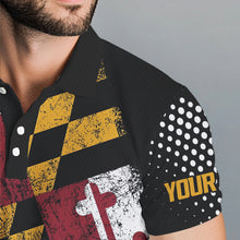 Load image into Gallery viewer, Personalized golf polo shirts for Men Vintage Maryland Flag Custom patriotic golf tops for mens NQS9537