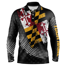 Load image into Gallery viewer, Personalized golf polo shirts for Men Vintage Maryland Flag Custom patriotic golf tops for mens NQS9537