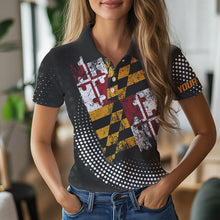 Load image into Gallery viewer, Personalized golf polo shirts for Women Vintage Maryland Flag Custom patriotic golf tops for ladies NQS9537
