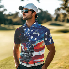 Load image into Gallery viewer, Red, White and Blue American Flag Golf Polo Shirts For Men Custom Patriotic Team Golf Shirt For Golfer NQS9695