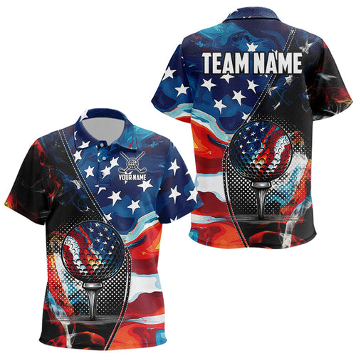Red, White and Blue American Flag Golf Polo Shirt For Kid Custom Patriotic Team Golf Shirt NQS9695