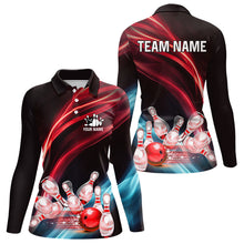Load image into Gallery viewer, Custom Black and Red Women bowling Polo, Quarter Zip Shirts, team bowling outfits for women NQS9701