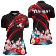 Load image into Gallery viewer, Custom Black and Red Women bowling Polo, Quarter Zip Shirts, team bowling outfits for women NQS9701