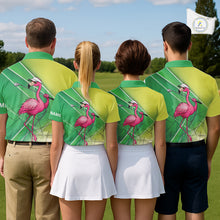 Load image into Gallery viewer, Funny Pink Flamingo Golf Polo Shirts for Men Custom Flamingo mens golf outfit | Green NQS11746