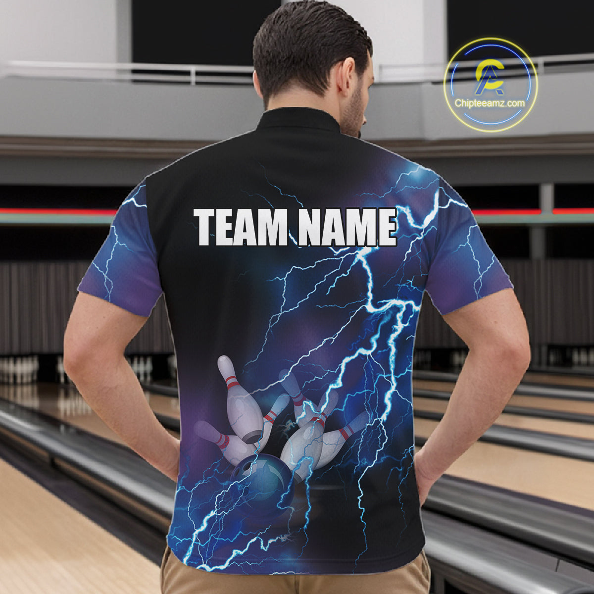 Custom bowling shirt for men –  team jersey back view