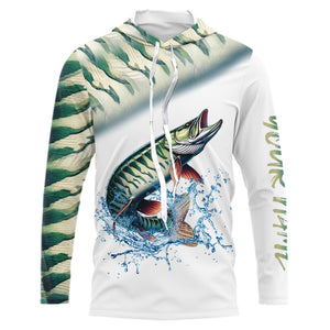 Musky Fishing Green Scales Custom 3D All Over Printed Shirts Personalized Fishing Gifts NQS350