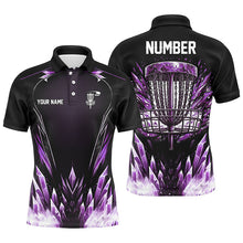 Load image into Gallery viewer, Icy Purple Mens Disc golf polo shirts custom black disc  golf basket jerseys, frisbee golf shirts NQS7633