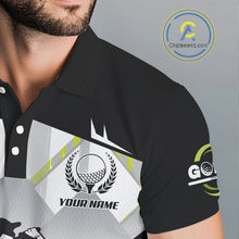 Load image into Gallery viewer, Black and White Men golf polo shirts Custom Golf top for men, personalized golf gifts | Green NQS10127
