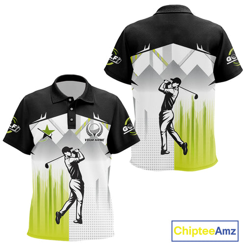 Black and White Kid golf polo shirts Custom Golf top for kid, personalized golf gifts | Green NQS10127