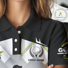 Load image into Gallery viewer, Black and White Women golf polo shirts Custom Golf top for ladies, personalized golf gifts | Green NQS10127