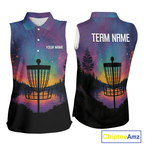 Colorful Disc golf sleeveless polo shirts for women Custom Disc Golf basket attire for Team NQS10129