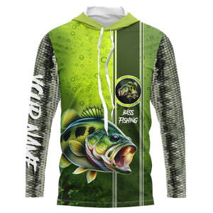 Largemouth Bass Green Scale Fishing UV protection custom name long sleeves Fishing shirts NQS603