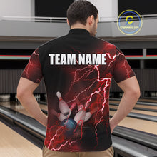 Load image into Gallery viewer, Men's bowling Quarter Zip shirts Custom red lightning thunder Bowling Team Jersey, gift for Bowlers NQS6145