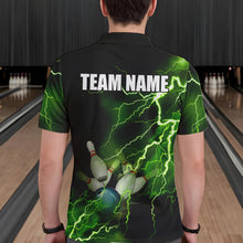 Load image into Gallery viewer, Mens polo bowling shirts Custom green lightning thunder Bowling Team Jersey, gift for team Bowlers NQS6146