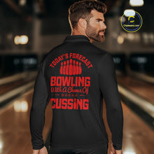Load image into Gallery viewer, Black and Red retro Bowling shirts for men custom Today&#39;s forecast bowling with a chance of cussing NQS10452