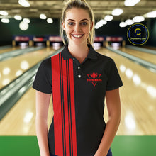 Load image into Gallery viewer, Black and Red retro Bowling shirts for Women custom Today&#39;s forecast bowling with a chance of cussing NQS10452