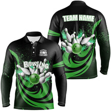 Load image into Gallery viewer, Custom Bowling Shirts For Men Green Bowling Jerseys Team League Bowling Polo, Quarter Zip Shirt NQS8477