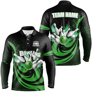 Custom Bowling Shirts For Men Green Bowling Jerseys Team League Bowling Polo, Quarter Zip Shirt NQS8477