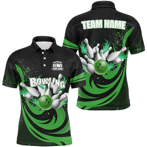 Custom Bowling Shirts For Men Green Bowling Jerseys Team League Bowling Polo, Quarter Zip Shirt NQS8477