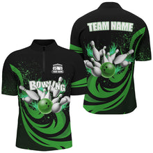 Load image into Gallery viewer, Custom Bowling Shirts For Men Green Bowling Jerseys Team League Bowling Polo, Quarter Zip Shirt NQS8477