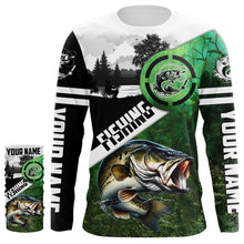 Load image into Gallery viewer, Largemouth Bass Fishing green performance fishing shirt Custom Bass fishing shirts jerseys NQS4140