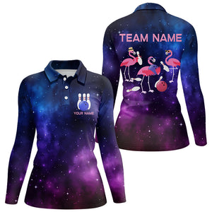 Funny pink Flamingo Team bowling shirts for women custom Galaxy pattern bowling jerseys for bowlers NQS8730