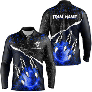 Blue Flame Golf ball black camo pattern Mens golf polo shirts custom golf attire for men NQS8735