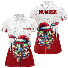 Load image into Gallery viewer, Grunge forest Christmas Disc Golf basket Women disc golf polo shirts custom team disc golf apparel NQS8950